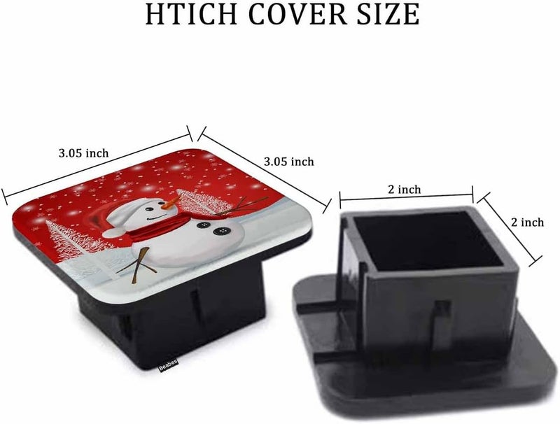 Beabes Snowman 2 Inch Winter Christmas Snowflake Red Rubber Receiver Tube Hitch Plug for Cars - Square Hitch Plug Covers for Trucks - Image 2